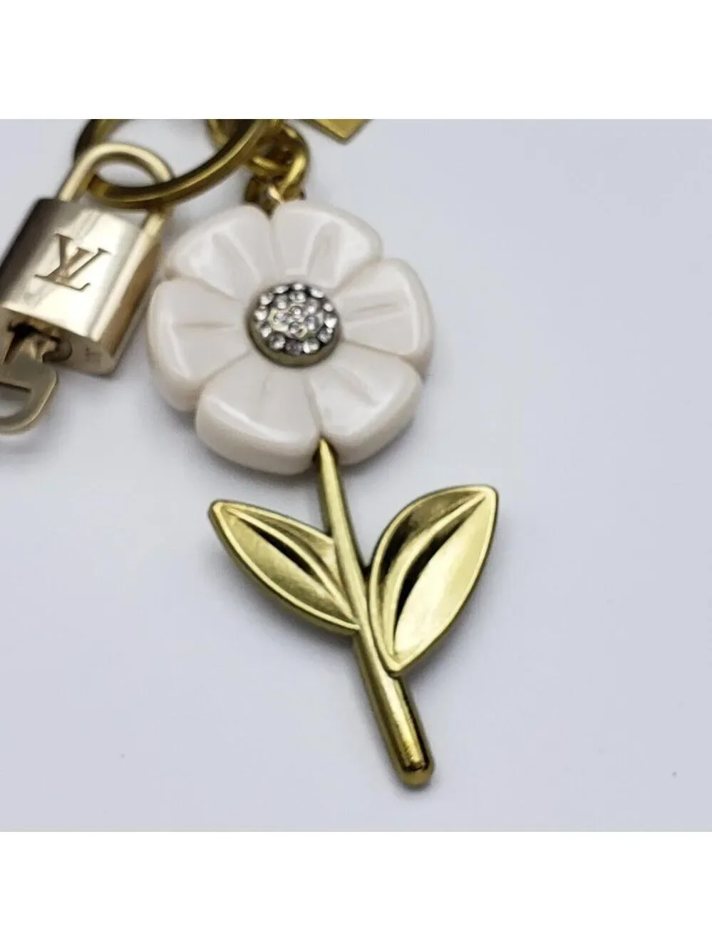 Authentic Louis Vuitton Lock & Key with Unbranded Flower Charm, Keychain